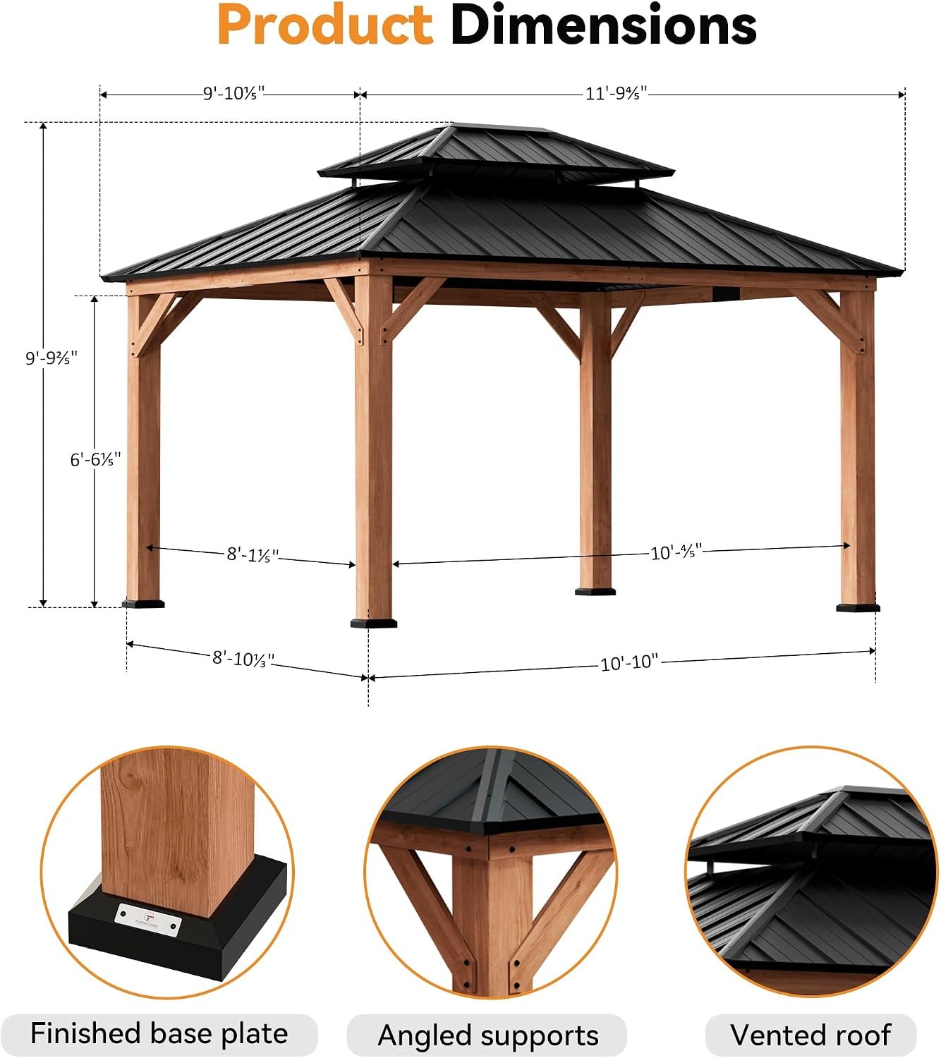 71XOXSY7uRL._AC_SL1500_-2 Modern Shade Wood Gazebo Double Galvanized Steel Roof