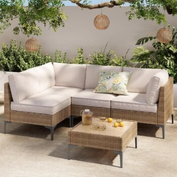 SunloungeCo SCGJ-05 Wicker Patio Conversation Set Sectional
