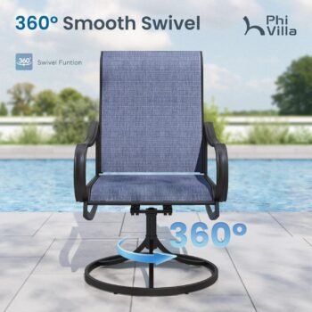 PHI VILLA Patio Dining Set 5-Piece Swivel Rocking Mesh Chairs