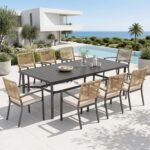 PHI VILLA Patio Dining Set Wicker Chairs