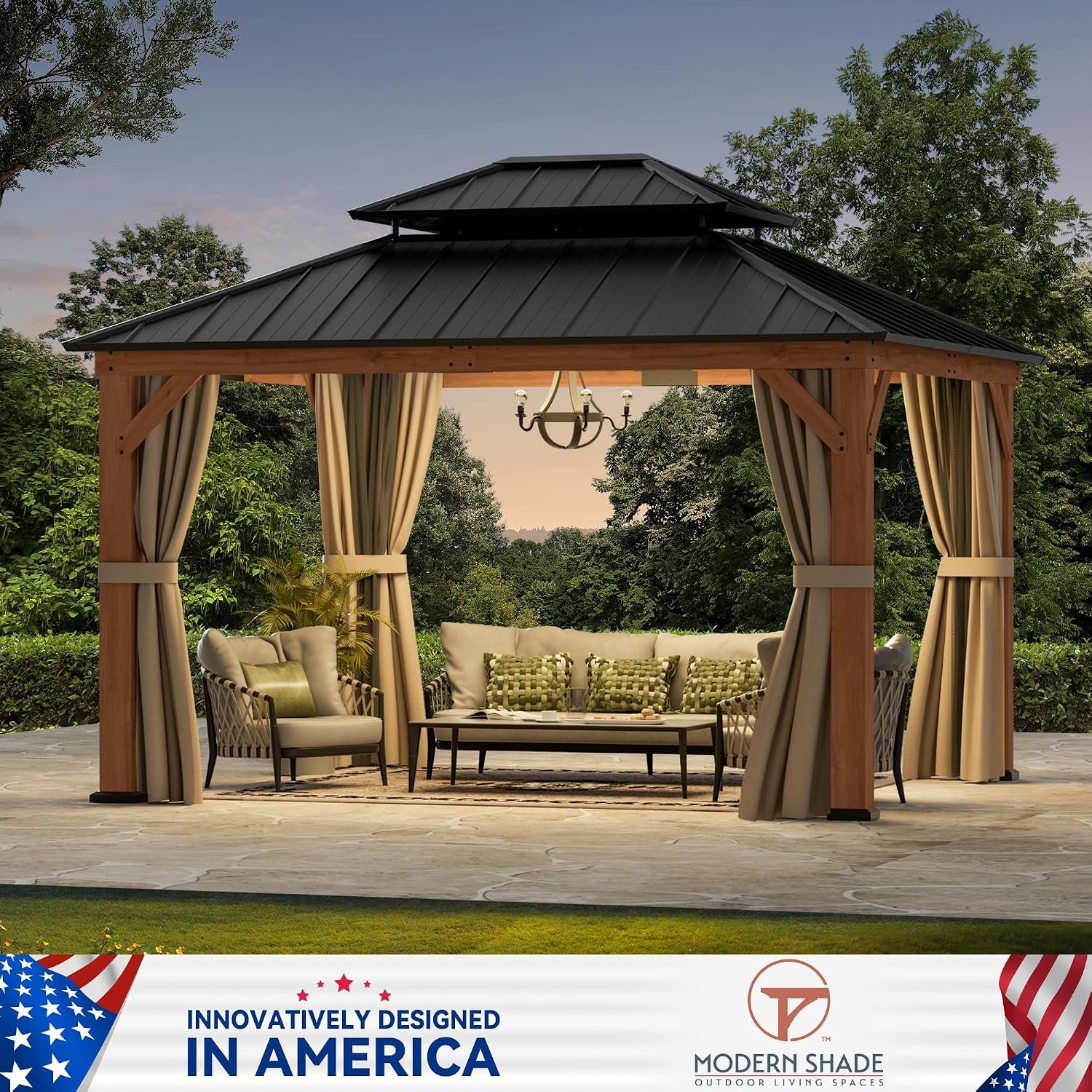 91DpHvi2bAL._AC_SL1500_-2 Modern Shade Wood Gazebo Double Galvanized Steel Roof